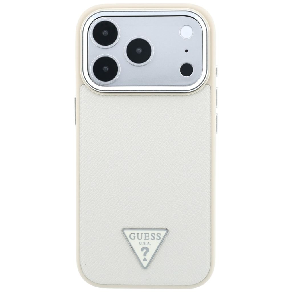 Guess Grained Triangle Logo MagSafe -kuori till iPhone 18 Pro Max/17 Pro Max - Beige