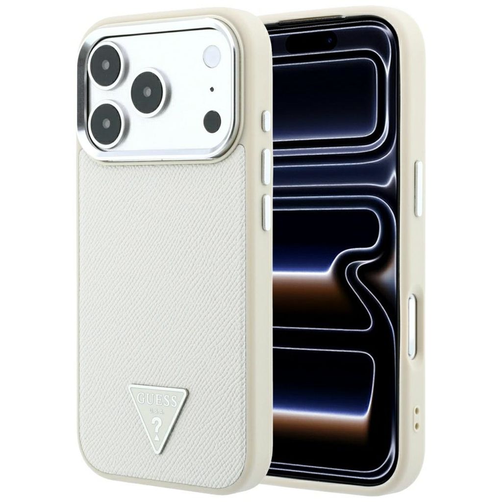 Guess Grained Triangle Logo MagSafe -kuori till iPhone 18 Pro Max/17 Pro Max - Beige