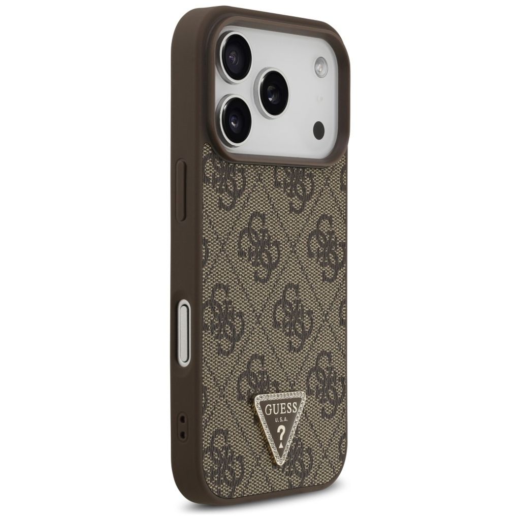 Guess 4G Triangle Strass MagSafe -kuori till iPhone 18 Pro/17 Pro - Ruskea