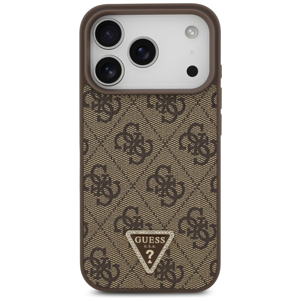Guess 4G Triangle Strass MagSafe -kuori till iPhone 18 Pro/17 Pro - Ruskea