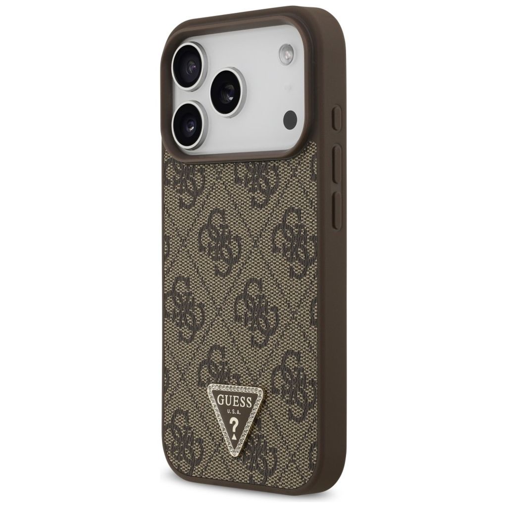 Guess 4G Triangle Strass MagSafe -kuori till iPhone 18 Pro/17 Pro - Ruskea