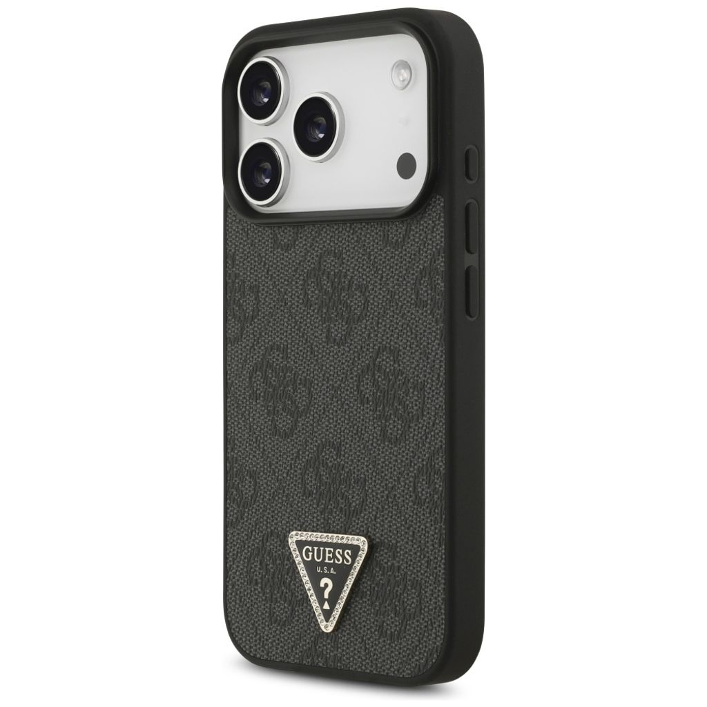 Guess 4G Triangle Strass MagSafe -kuori till iPhone 18 Pro/17 Pro - Musta