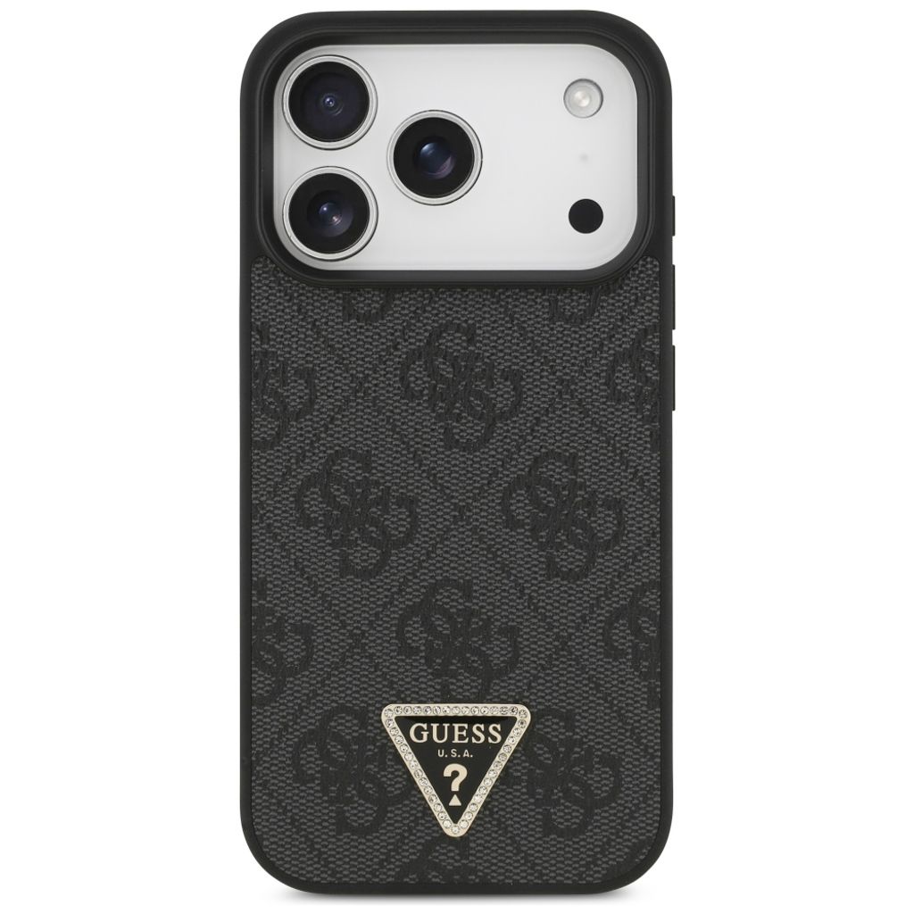Guess 4G Triangle Strass MagSafe -kuori till iPhone 18 Pro/17 Pro - Musta