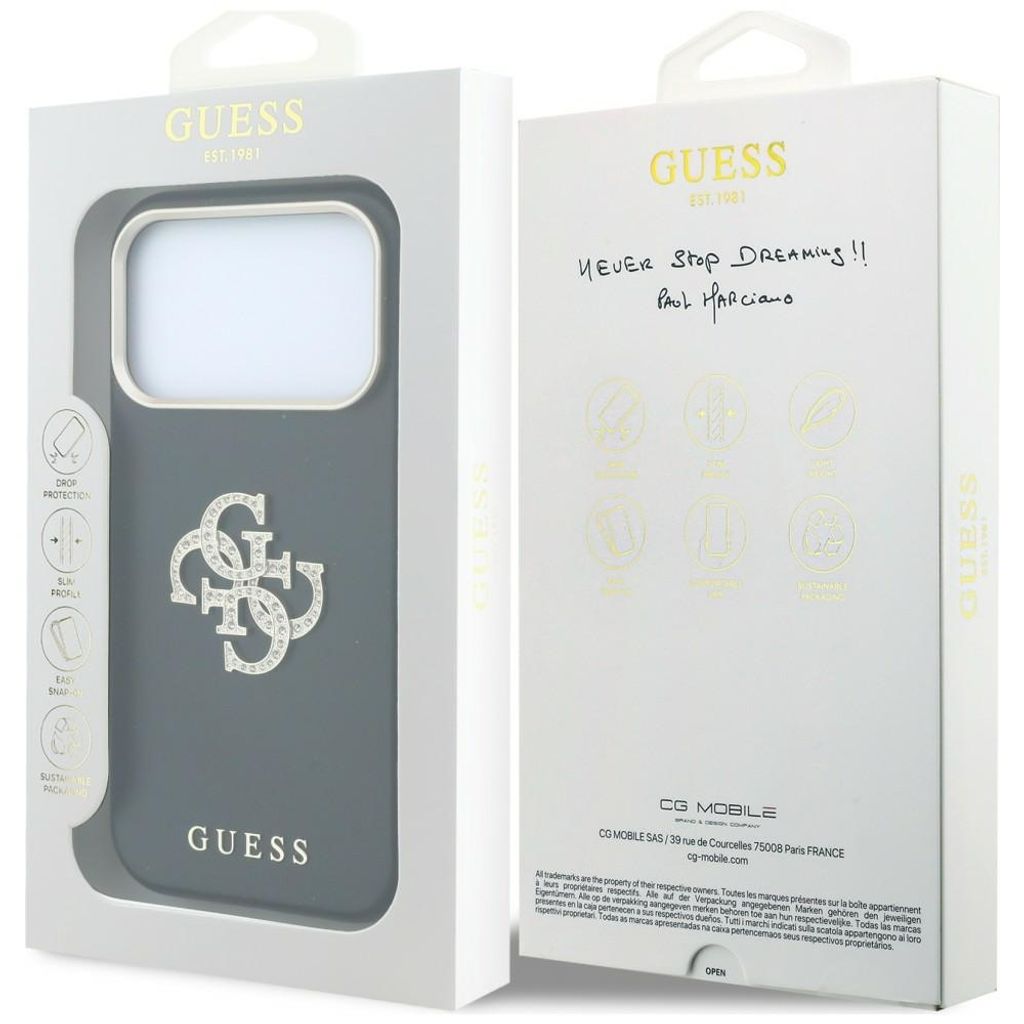Guess Smooth & Big Strass Logo -kuori till iPhone 18 Pro/17 Pro - Musta
