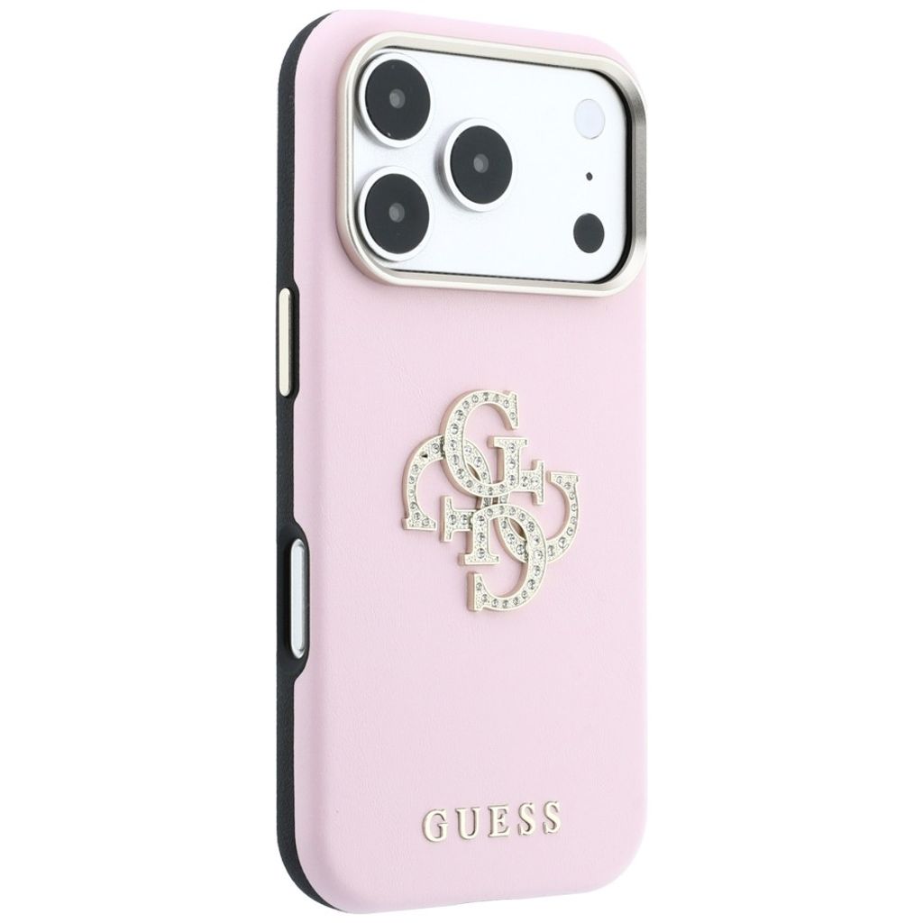 Guess Smooth & Big Strass Logo -kuori till iPhone 18 Pro/17 Pro - Vaaleanpunainen