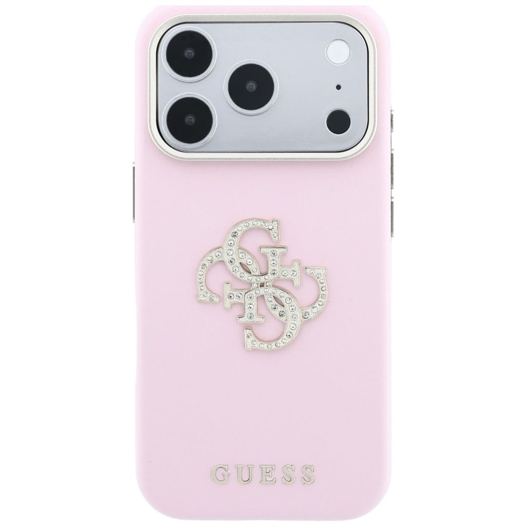 Guess Smooth & Big Strass Logo -kuori till iPhone 18 Pro/17 Pro - Vaaleanpunainen