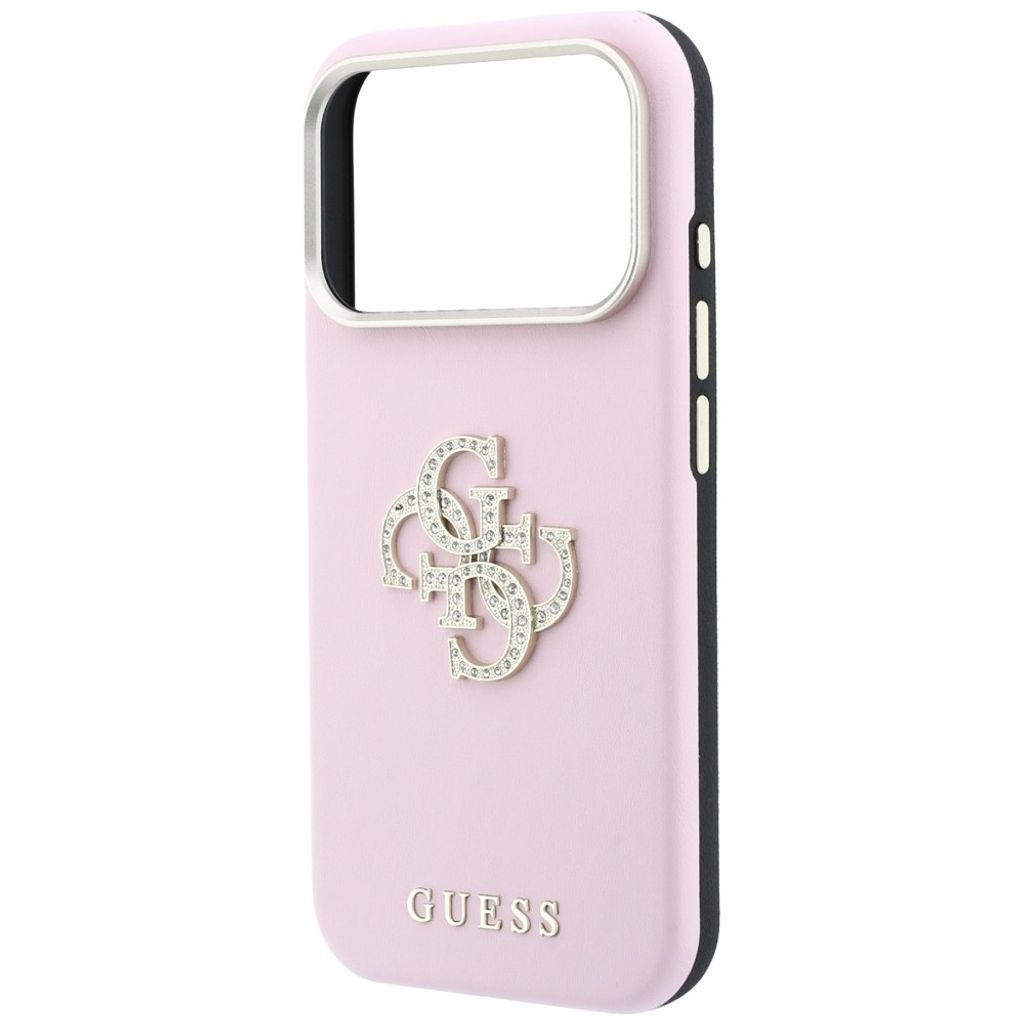 Guess Smooth & Big Strass Logo -kuori till iPhone 18 Pro/17 Pro - Vaaleanpunainen