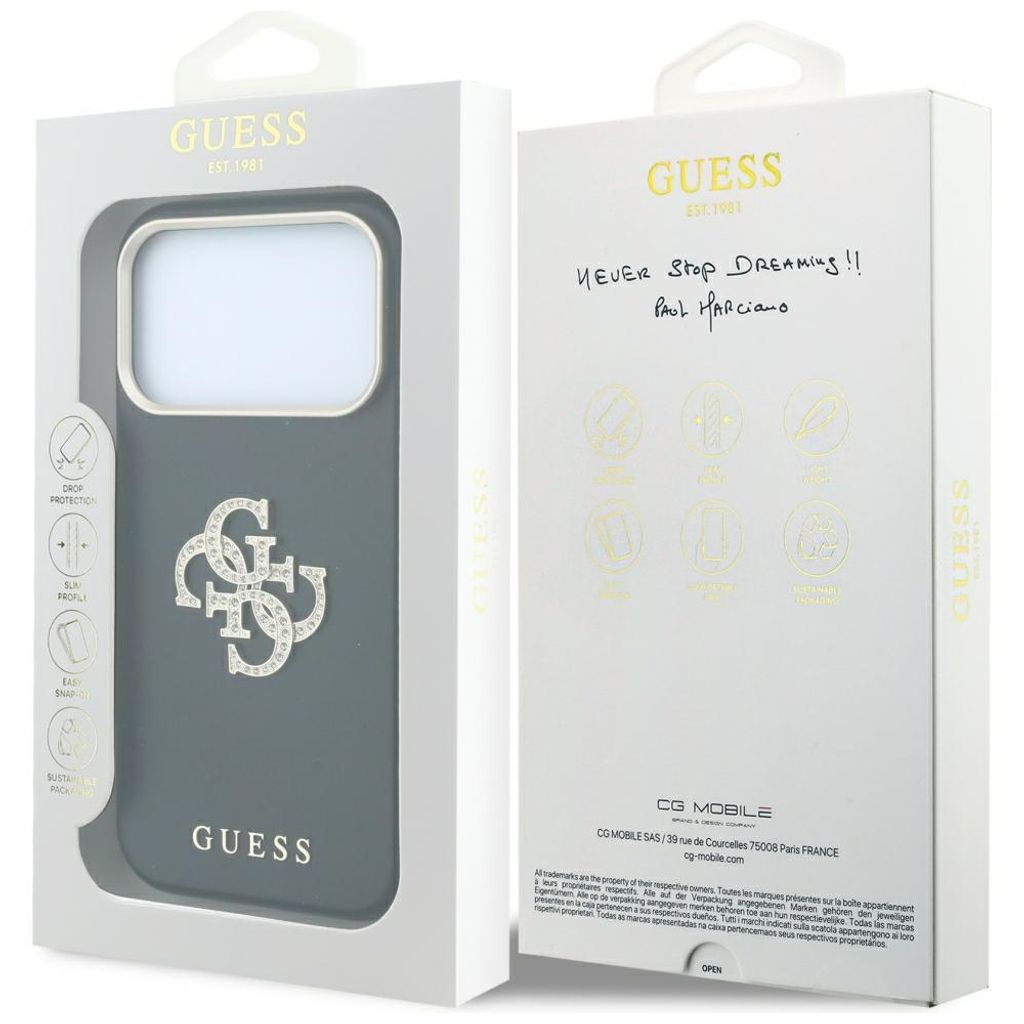 Guess Smooth & Big Strass Logo -kuori till iPhone 18 Pro Max/17 Pro Max - Musta