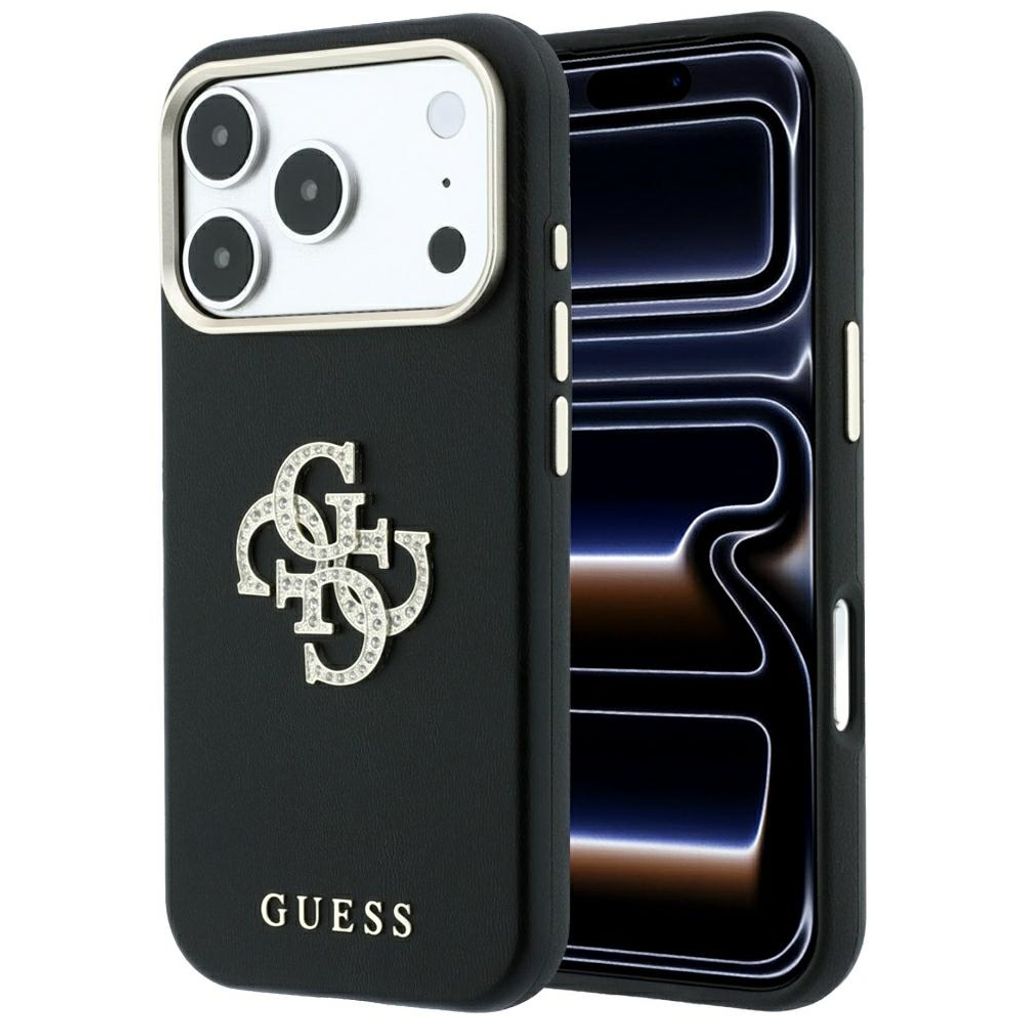 Guess Smooth & Big Strass Logo -kuori till iPhone 18 Pro Max/17 Pro Max - Musta
