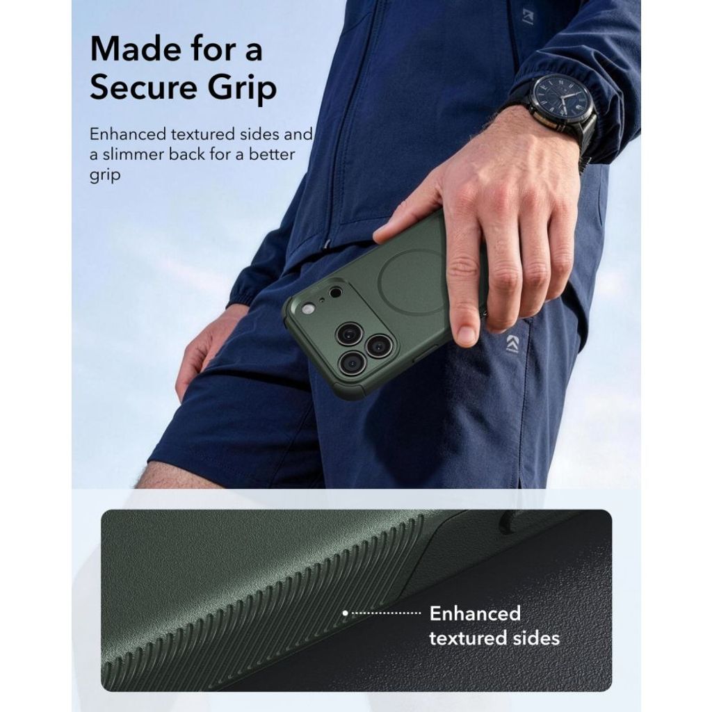 ESR Cyber Tough MagSafe -kuori till iPhone 18 Pro/17 Pro - Vihreä