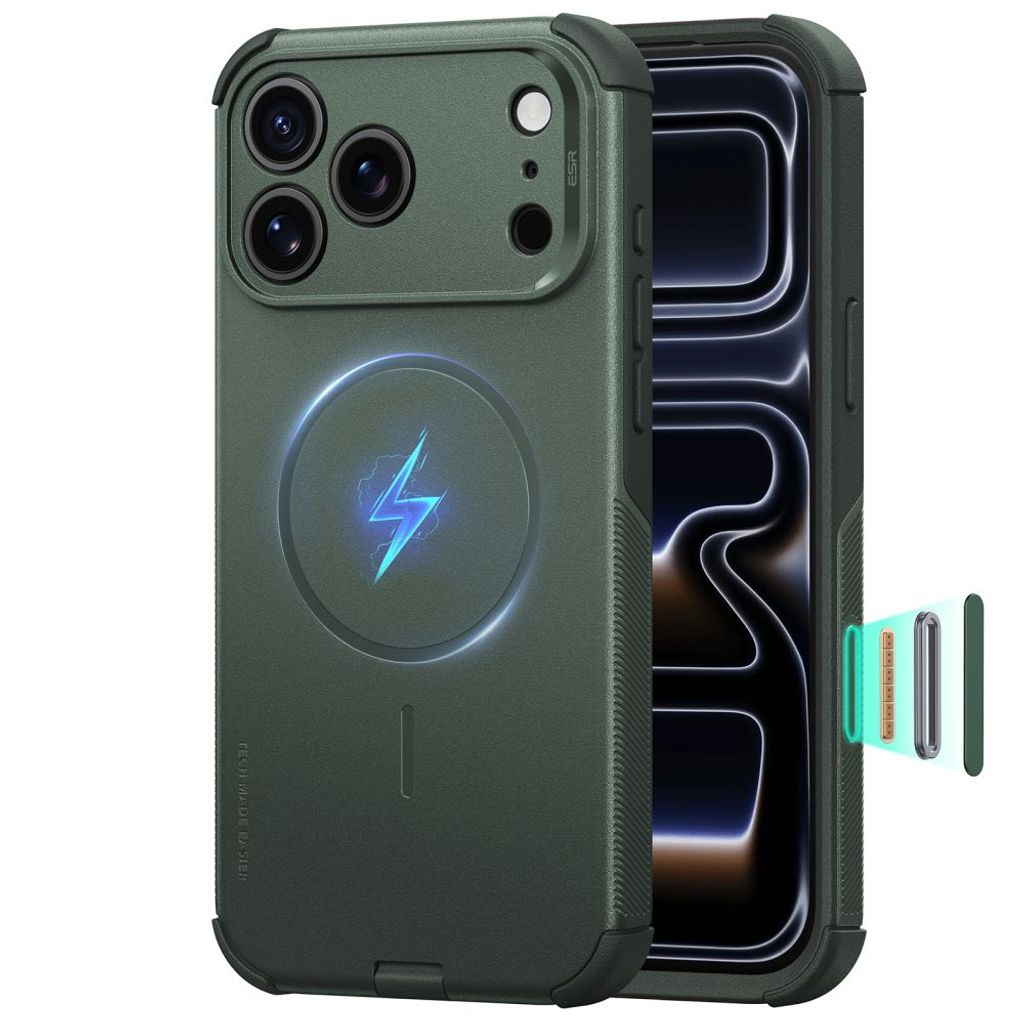 ESR Cyber Tough MagSafe -kuori till iPhone 18 Pro/17 Pro - Vihreä