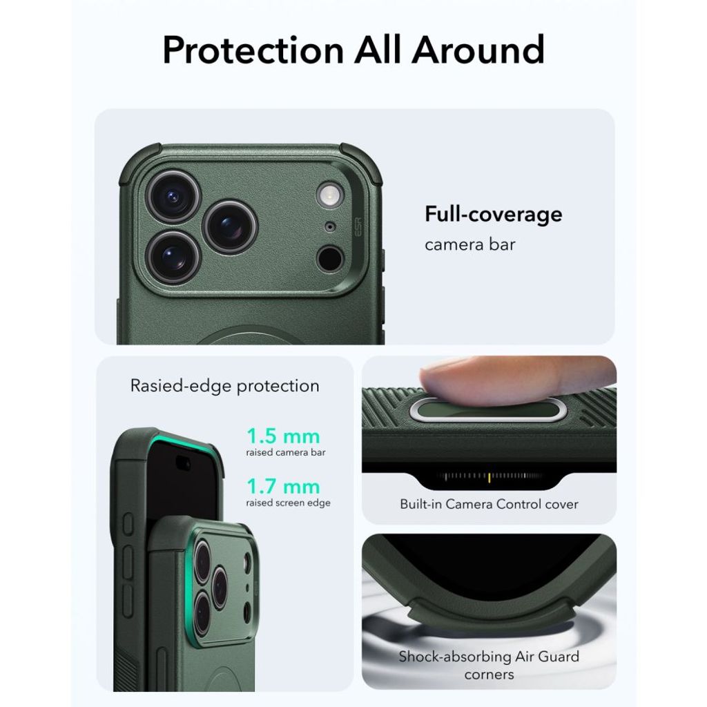 ESR Cyber Tough MagSafe -kuori till iPhone 18 Pro/17 Pro - Vihreä