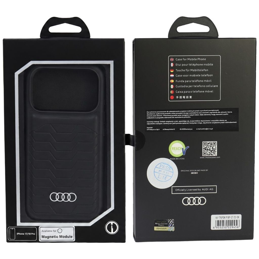 Audi GT Synthetic Leather MagSafe -kuori till iPhone 18 Pro/17 Pro - Musta