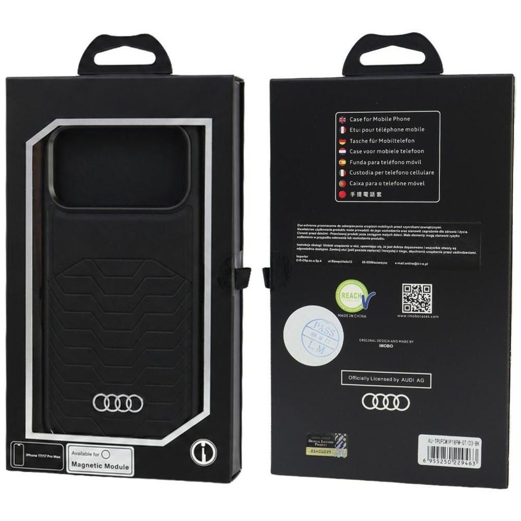 Audi GT Synthetic Leather MagSafe -kuori till iPhone 18 Pro Max/17 Pro Max - Musta