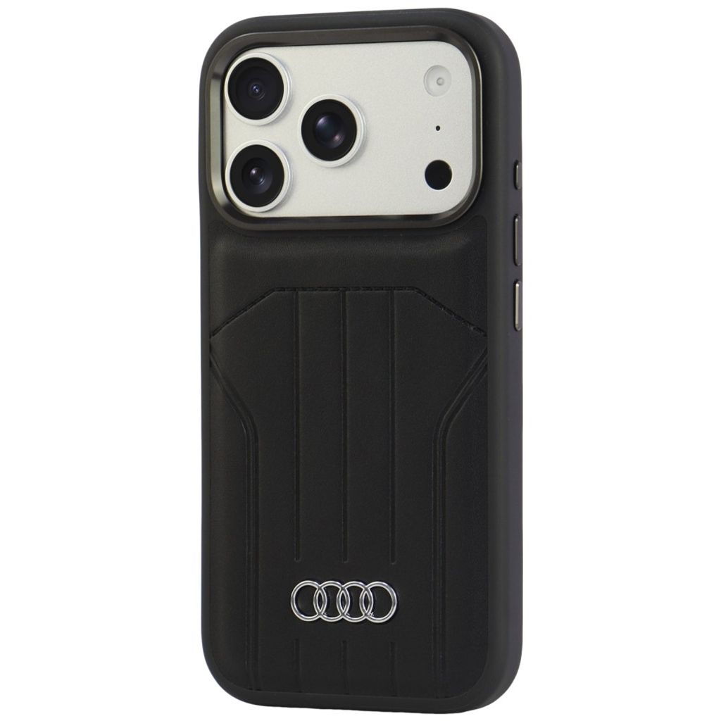 Audi Synthetic Leather MagSafe -kuori till iPhone 18 Pro/17 Pro - Musta