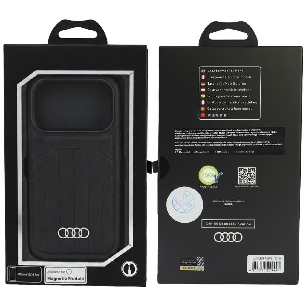 Audi Synthetic Leather MagSafe -kuori till iPhone 18 Pro/17 Pro - Musta