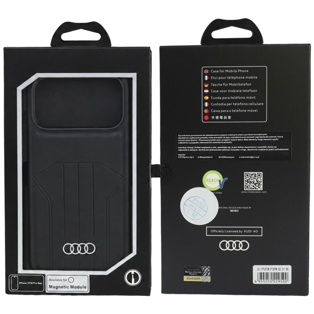 Audi Synthetic Leather MagSafe -kuori till iPhone 18 Pro Max/17 Pro Max - Musta