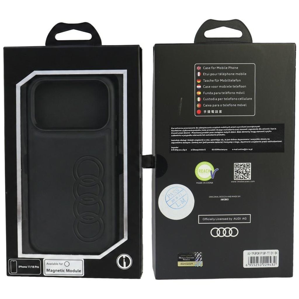 Audi TT Synthetic Leather MagSafe -kuori till iPhone 18 Pro/17 Pro - Musta