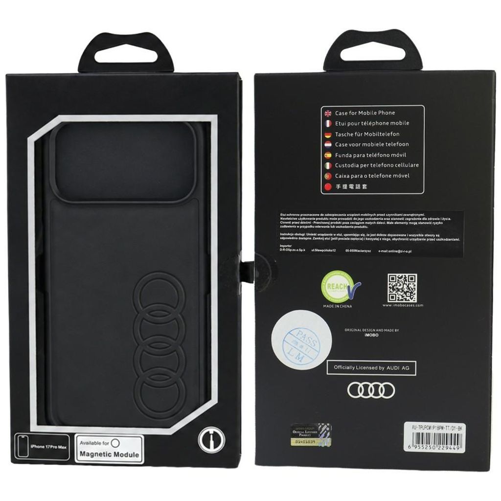 Audi TT Synthetic Leather MagSafe -kuori till iPhone 18 Pro Max/17 Pro Max - Musta