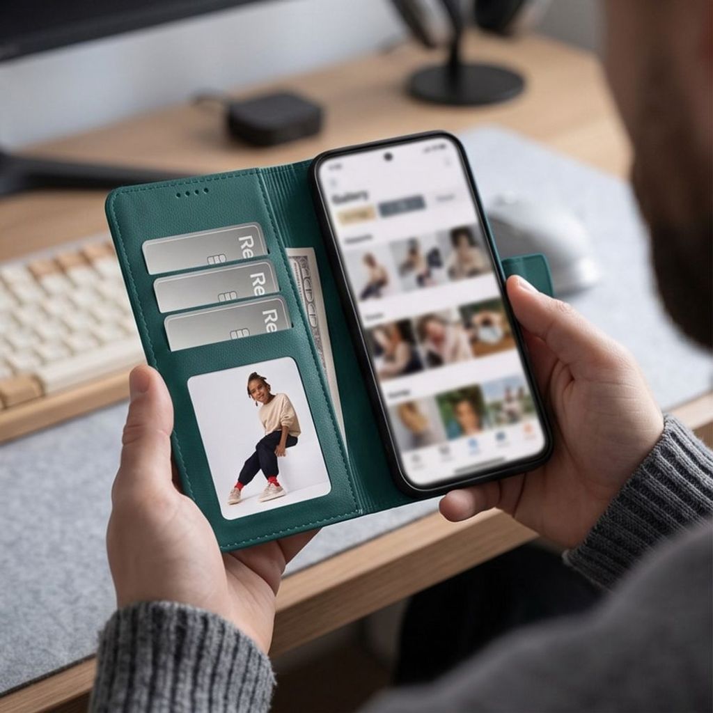 Tech-Protect Wallet -kotelo till Xiaomi Redmi Note 17 Pro Max 5G - Vihreä