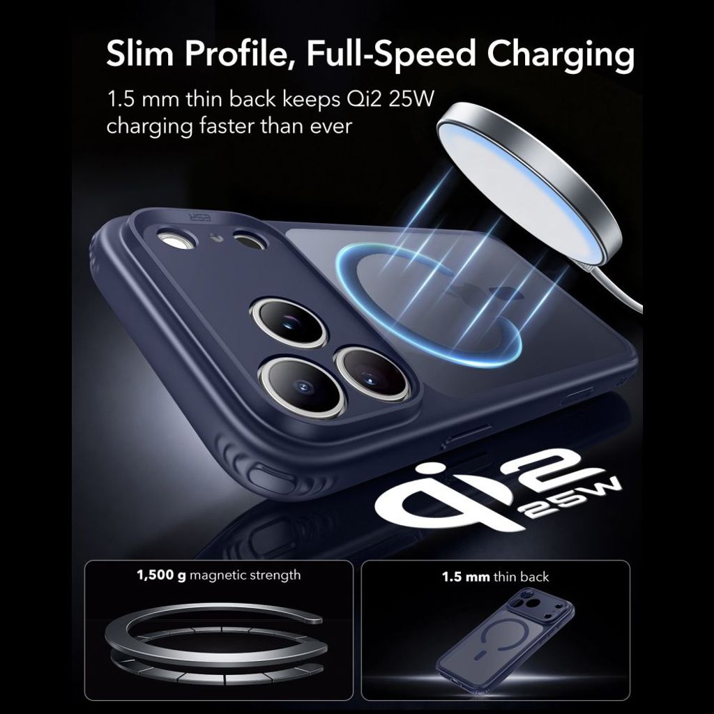 ESR Classic Hybrid MagSafe -kuori till iPhone 18 Pro/17 Pro - Sininen