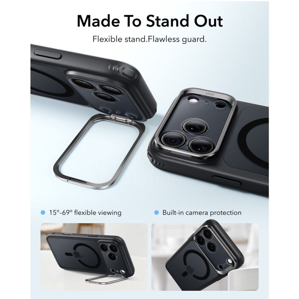 ESR Classic Hybrid Kickstand MagSafe -kuori till iPhone 18 Pro Max/17 Pro Max - Musta