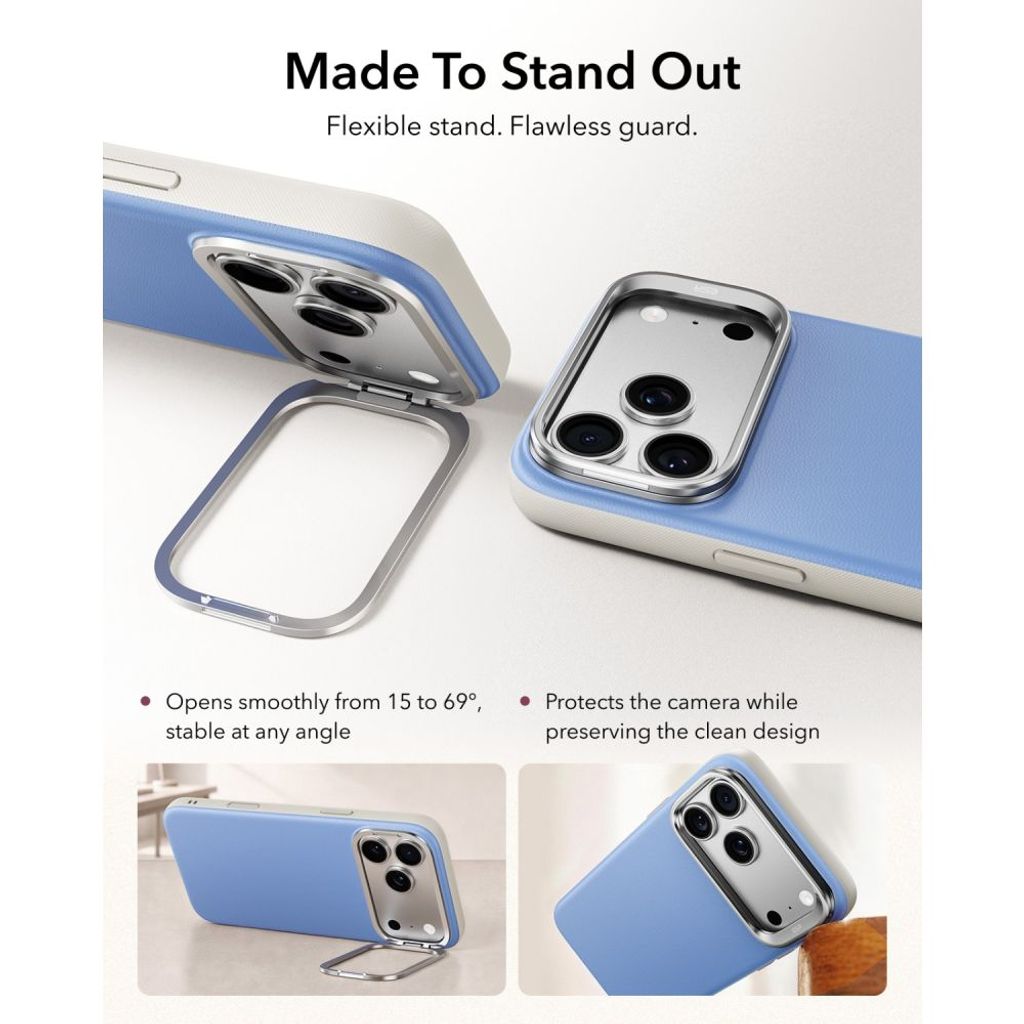 ESR Atelier Kickstand MagSafe -kuori till iPhone 18 Pro/17 Pro - Vaaleansininen