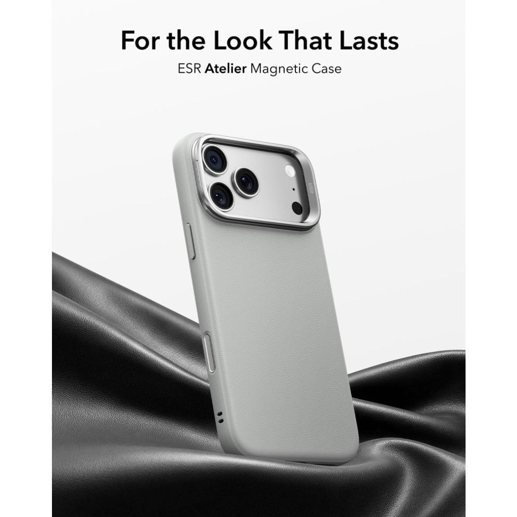 ESR Leather Kickstand MagSafe -kuori till iPhone 18 Pro Max/17 Pro Max - Harmaa