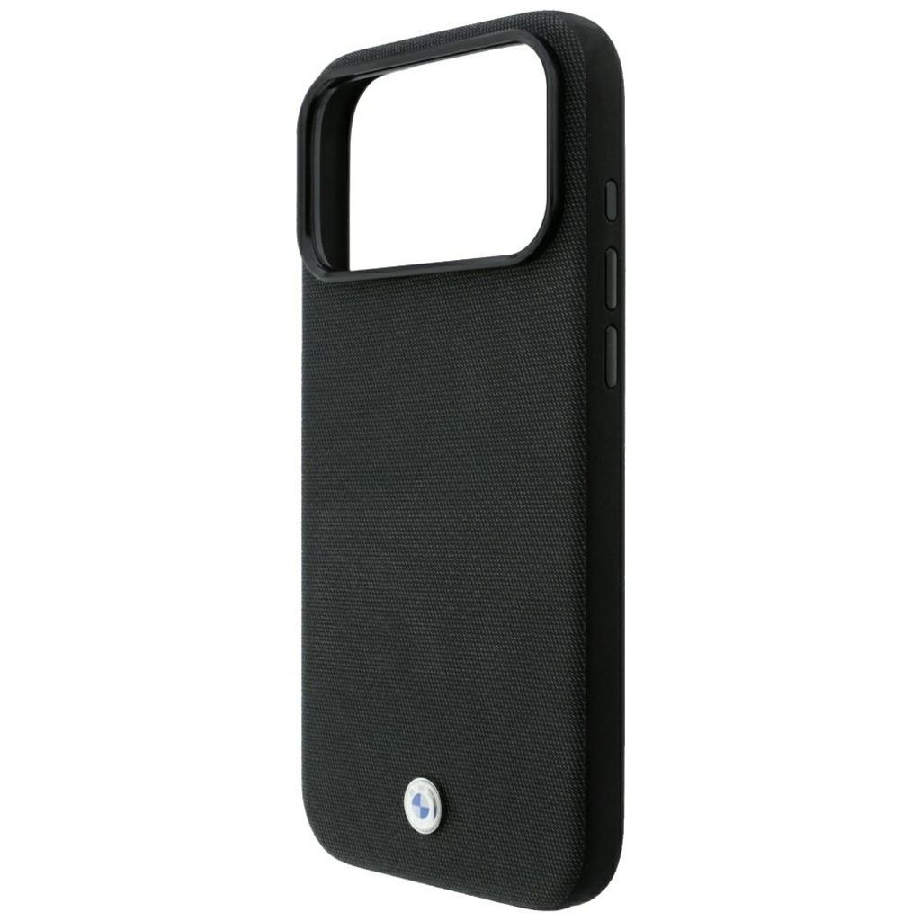 BMW Kevlar Metal Logo MagSafe -kuori till iPhone 18 Pro Max/17 Pro Max - Musta