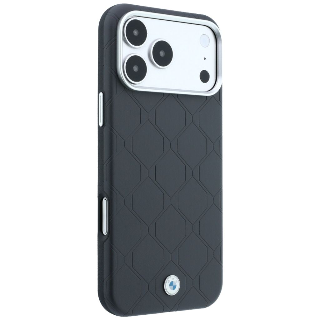 BMW Deboss Quilted Metal Logo MagSafe -kuori till iPhone 18 Pro/17 Pro - Harmaa