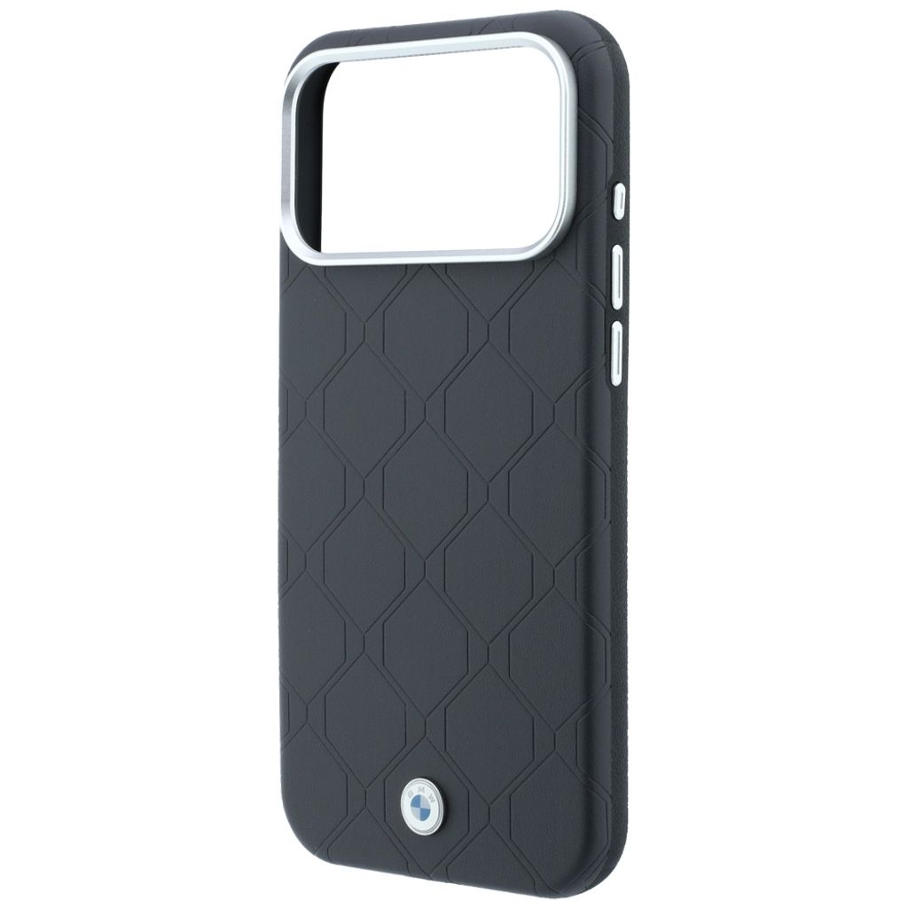 BMW Deboss Quilted Metal Logo MagSafe -kuori till iPhone 18 Pro/17 Pro - Harmaa