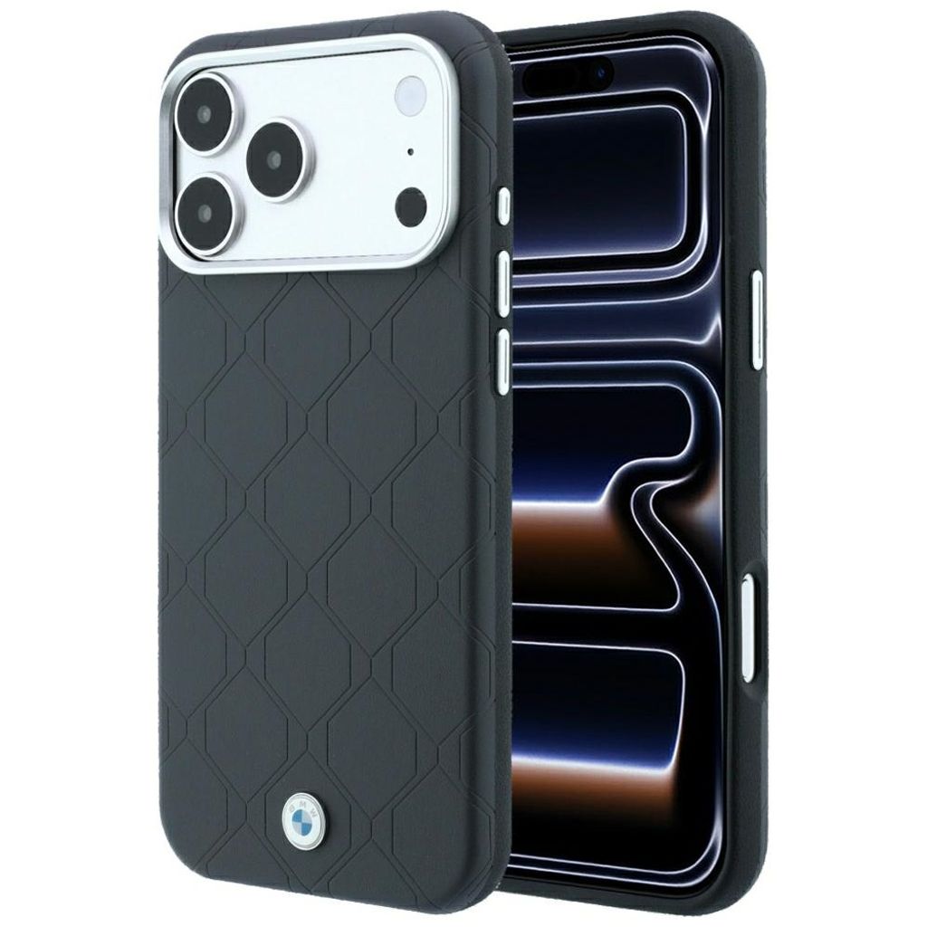 BMW Deboss Quilted Metal Logo MagSafe -kuori till iPhone 18 Pro/17 Pro - Harmaa