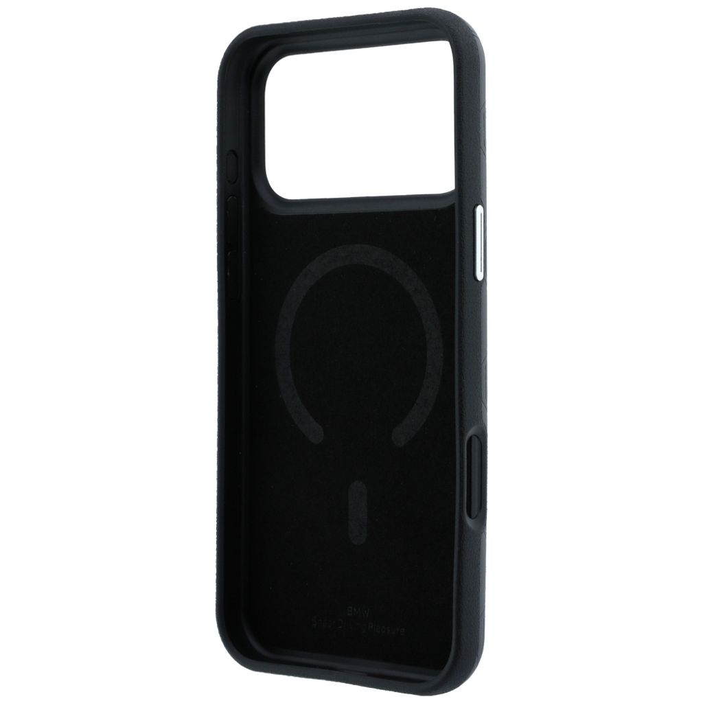 BMW Deboss Quilted Metal Logo MagSafe -kuori till iPhone 18 Pro/17 Pro - Harmaa