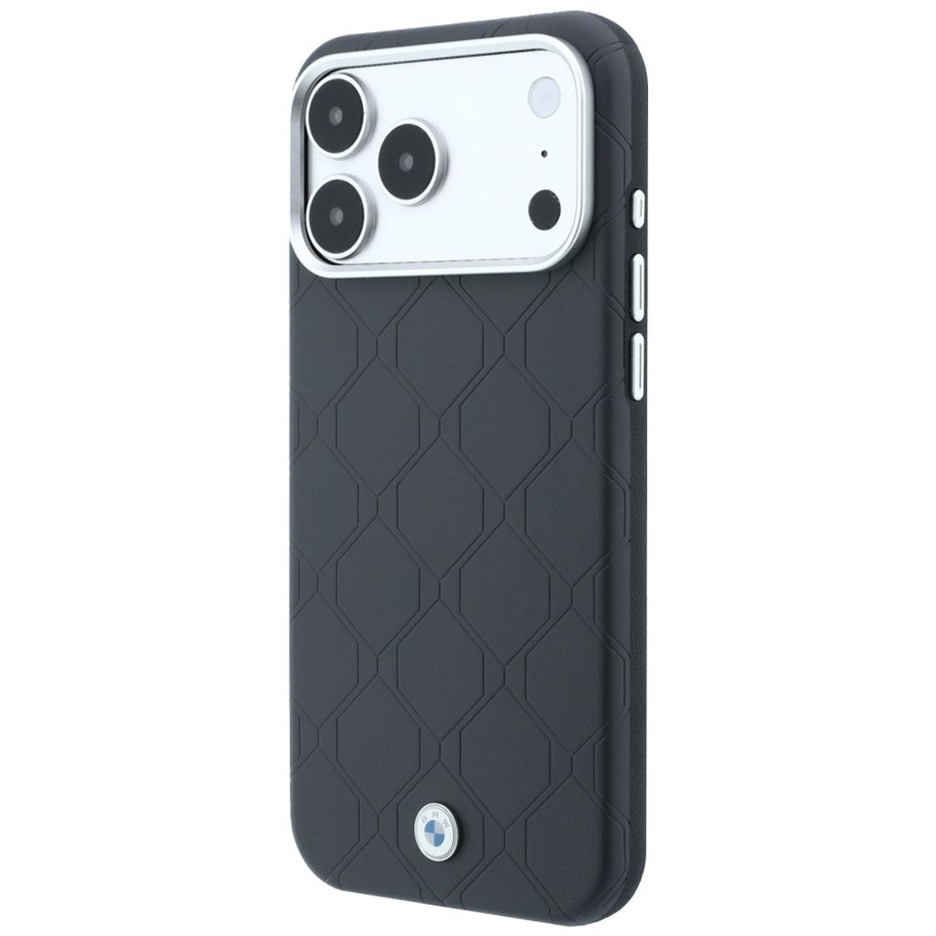 BMW Deboss Quilted Metal Logo MagSafe -kuori till iPhone 18 Pro/17 Pro - Harmaa
