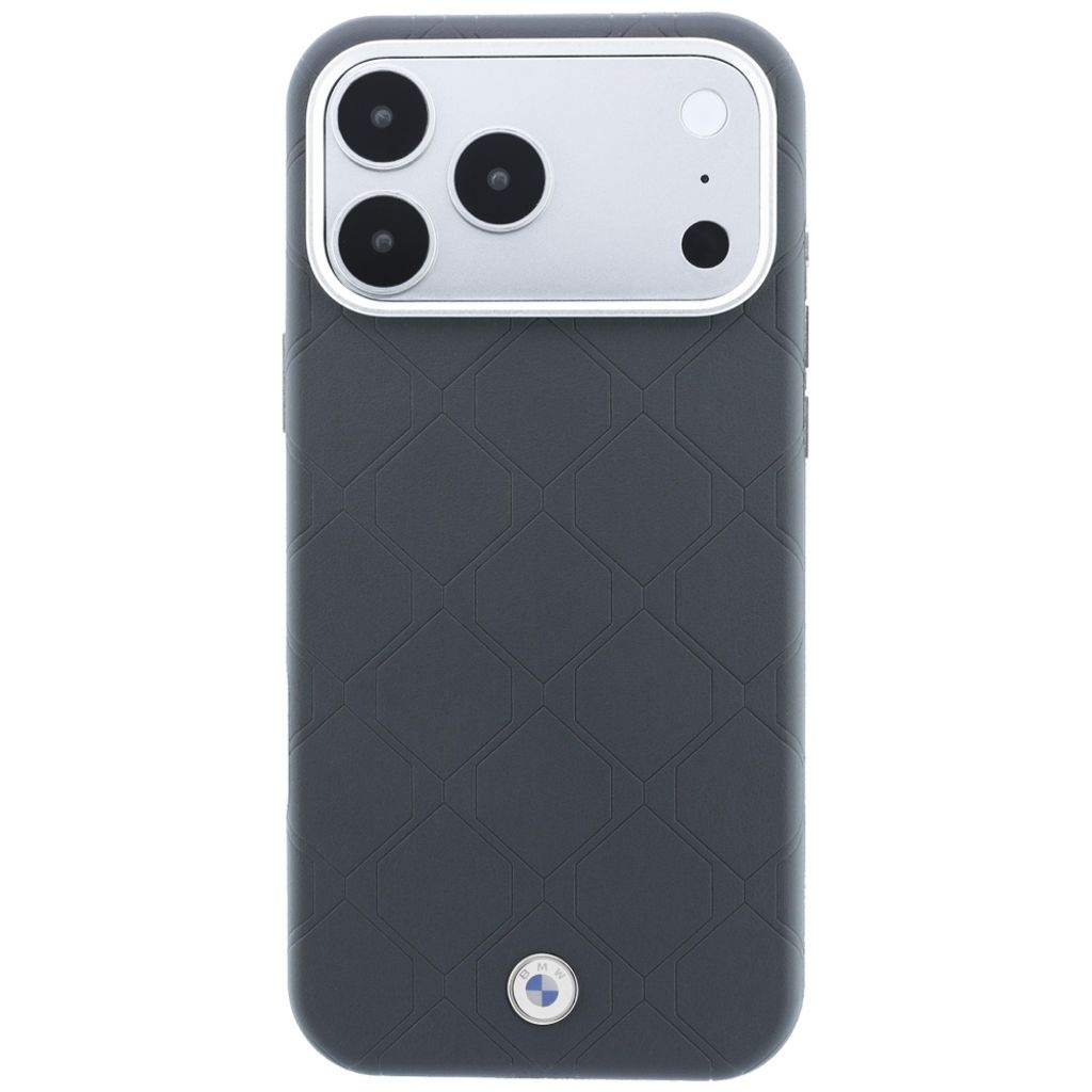 BMW Deboss Quilted Metal Logo MagSafe -kuori till iPhone 18 Pro Max/17 Pro Max - Harmaa