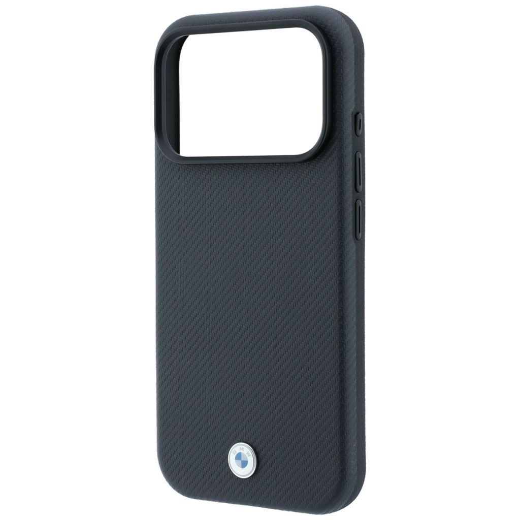 BMW Sign Kevlar Metal Logo MagSafe -kuori till iPhone 18 Pro Max/17 Pro Max - Harmaa