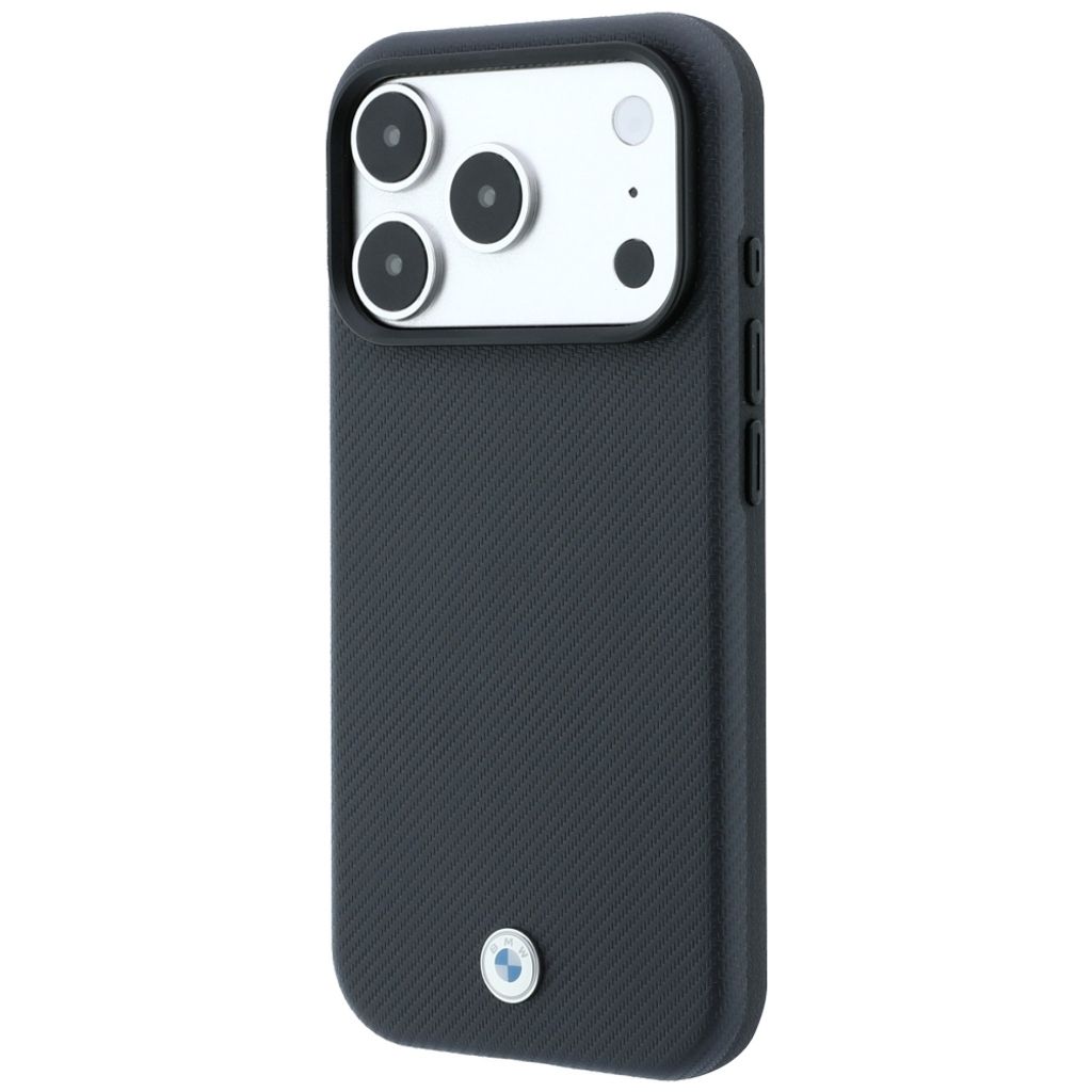 BMW Sign Kevlar Metal Logo MagSafe -kuori till iPhone 18 Pro Max/17 Pro Max - Harmaa