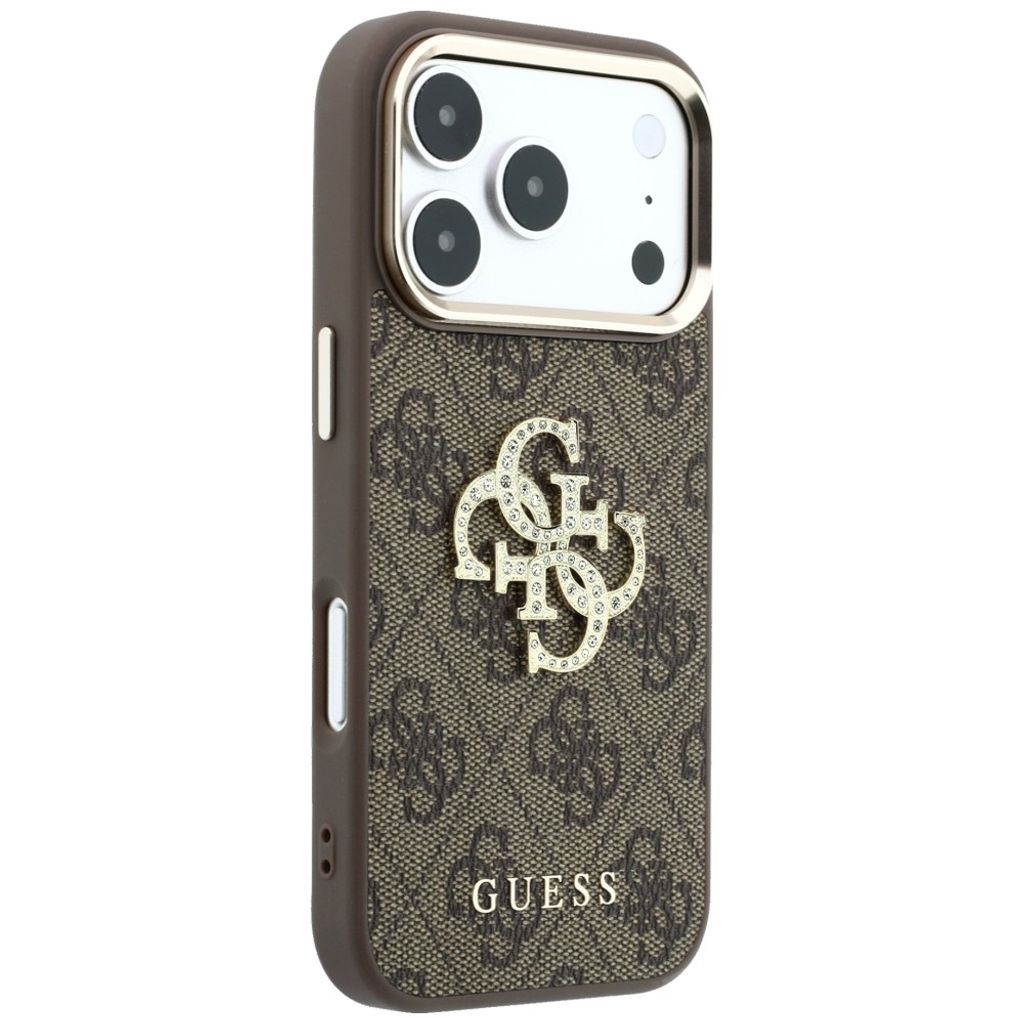 Guess 4G & Big Strass Logo -kuori till iPhone 18 Pro/17 Pro - Ruskea