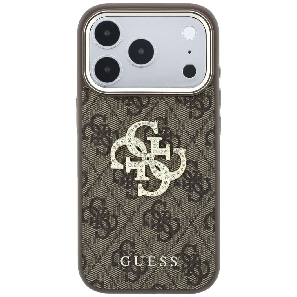 Guess 4G & Big Strass Logo -kuori till iPhone 18 Pro/17 Pro - Ruskea