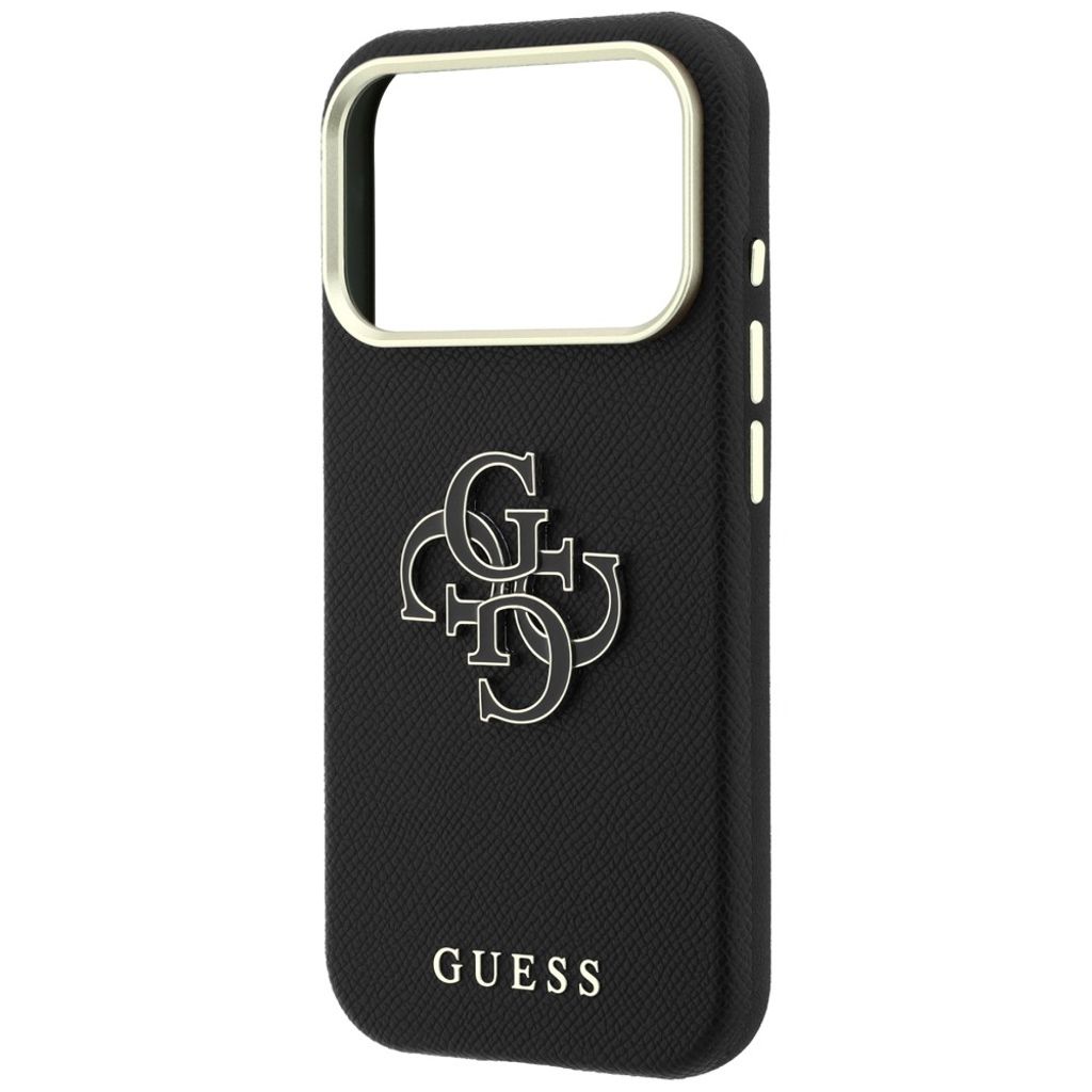 Guess Grained & Big Resin Logo -kuori till iPhone 18 Pro/17 Pro - Musta