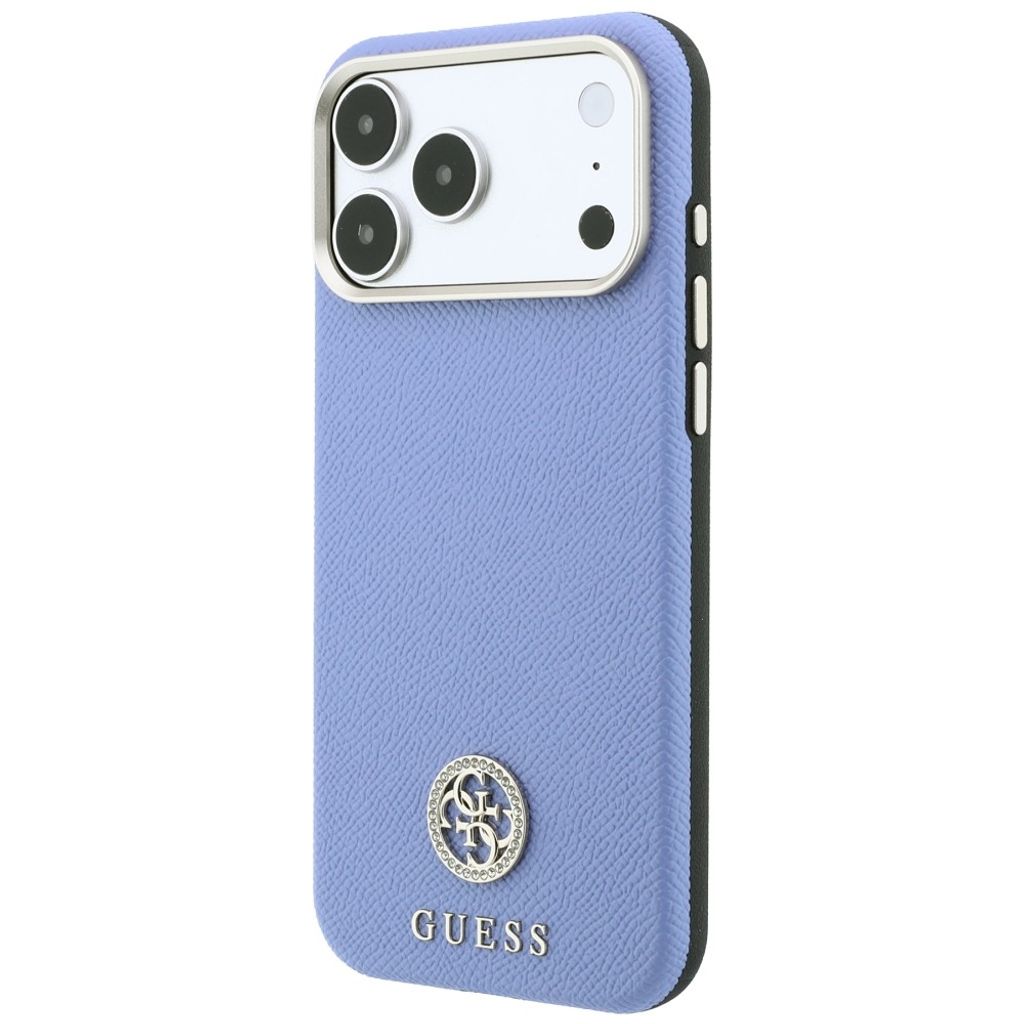 Guess Grained Round Strass Logo MagSafe -kuori till iPhone 18 Pro/17 Pro - Sininen