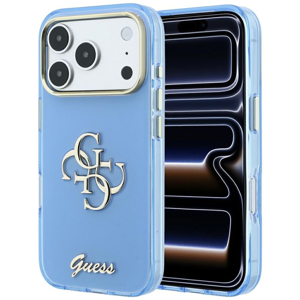 Guess 4G Script Metal -kuori till iPhone 18 Pro Max/17 Pro Max - Vaaleansininen