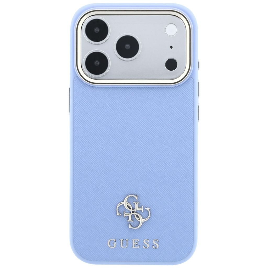 Guess Saffiano Small 4G Classic Logo MagSafe -kuori till iPhone 18 Pro/17 Pro - Vaaleansininen