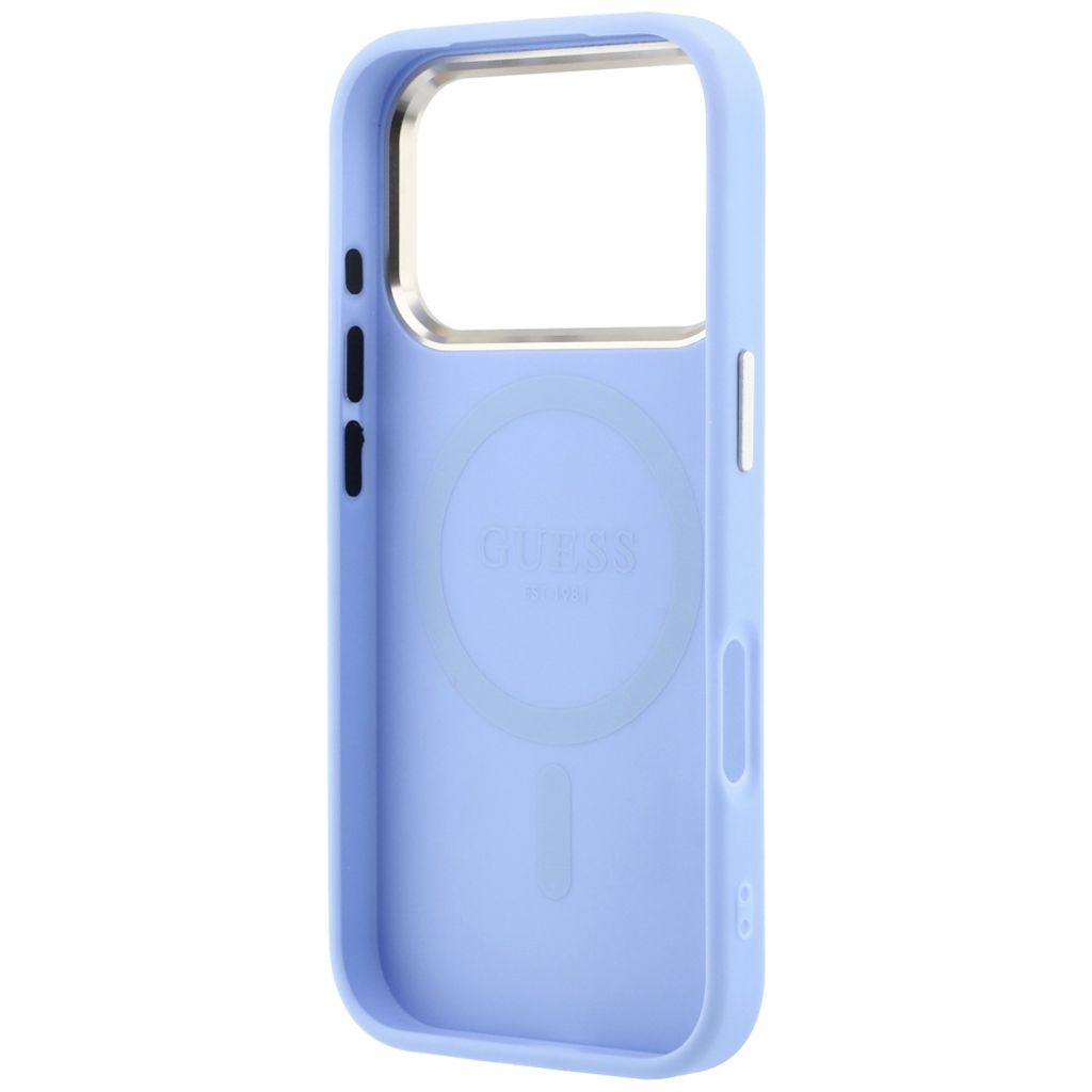 Guess Saffiano Small 4G Classic Logo MagSafe -kuori iPhone 18 Pro Max/17 Pro Max - Vaaleansininen