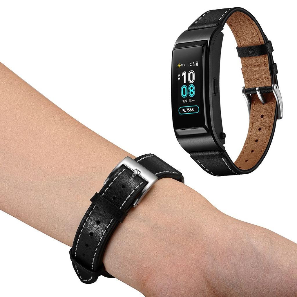 Garmin Vivoactive 4S/3S/Huawei TalkBand B5 ja muiden kellojen ranneke aitoa nahkaa – musta