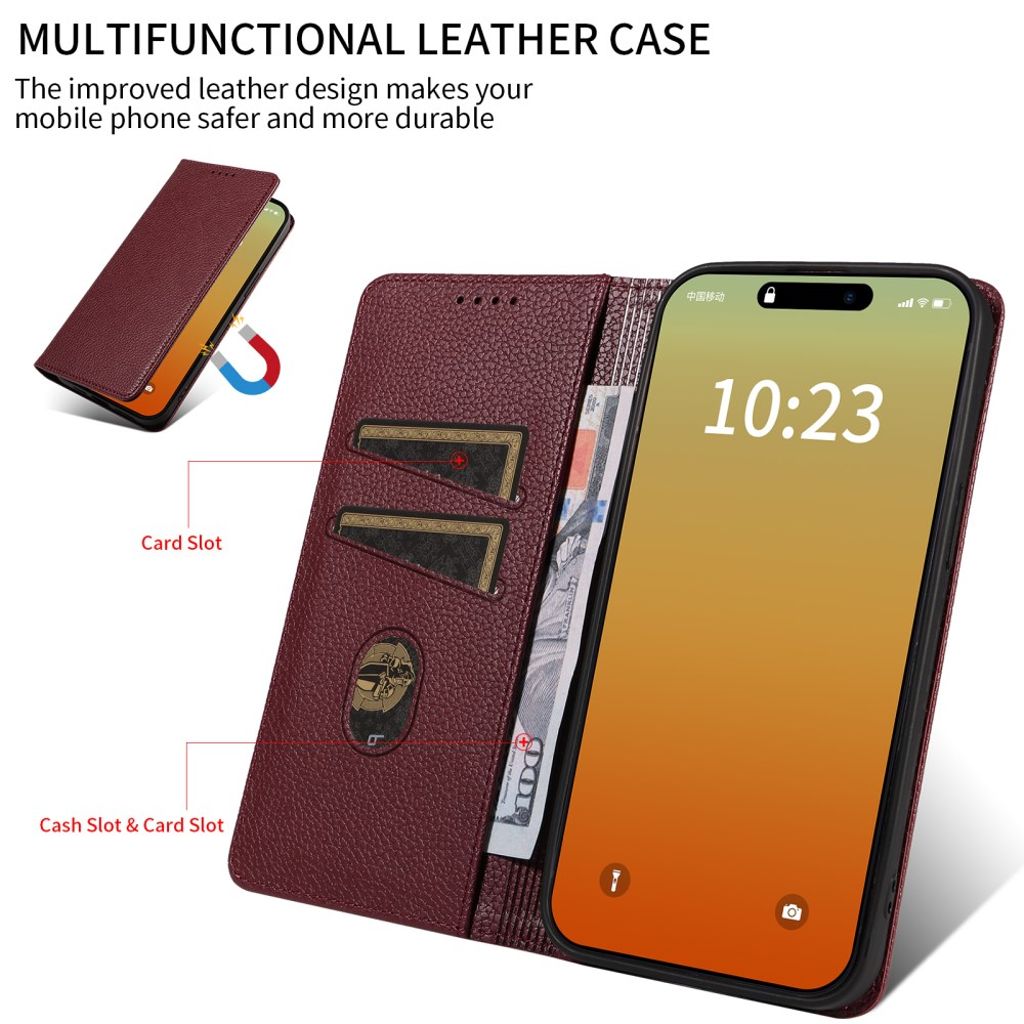 iPhone 14 Pro Wallet Cover RFID Blocking MagSafe Compatible - Red