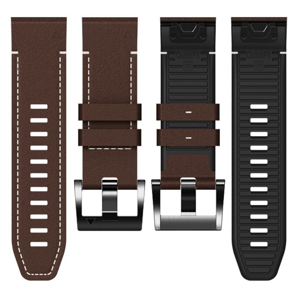 Garmin Fenix 7 etc. Klockarmband i PU-läder - Brun