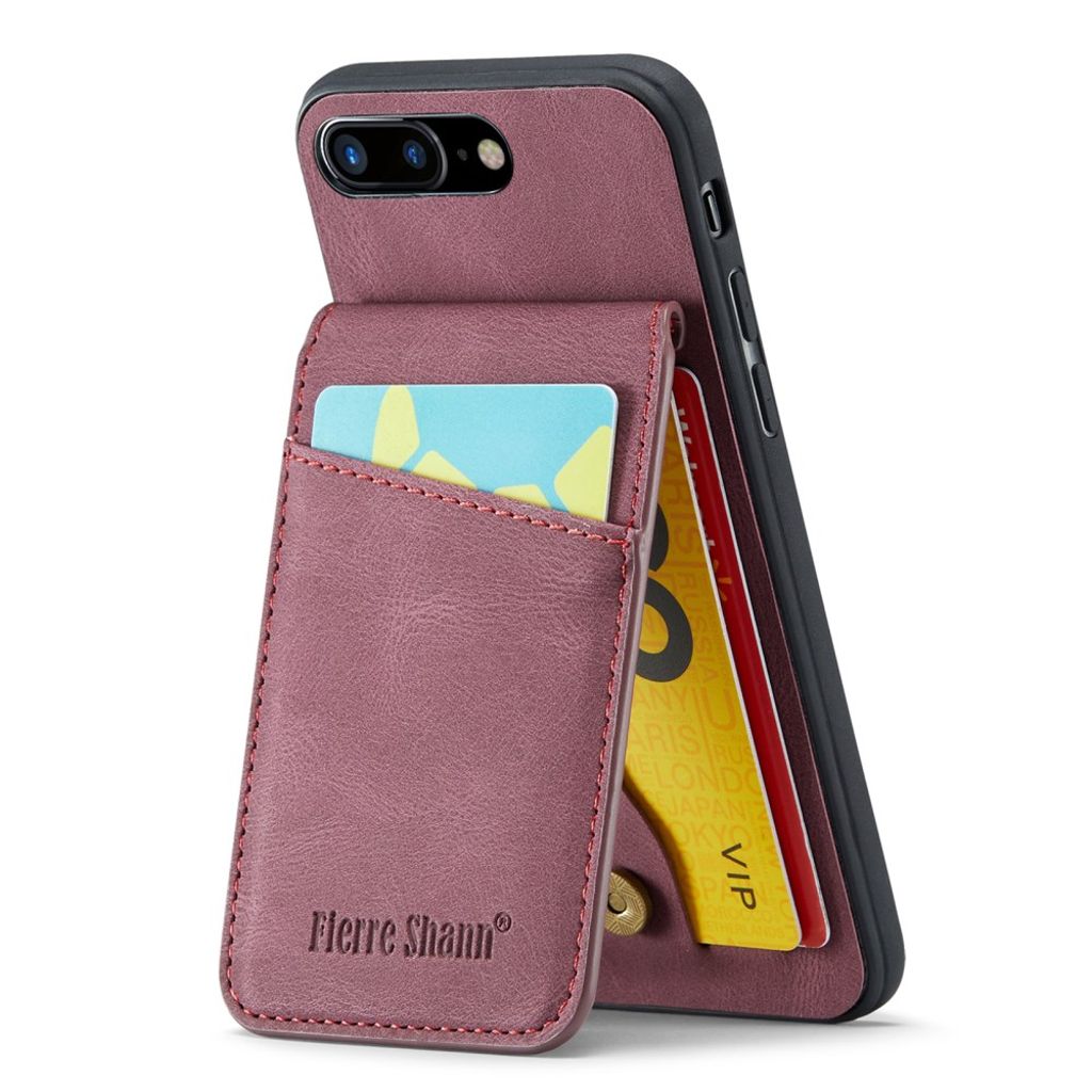 FIERRE SHANN iPhone 7 Plus / 8 Plus Cover med Kortplads - Rød