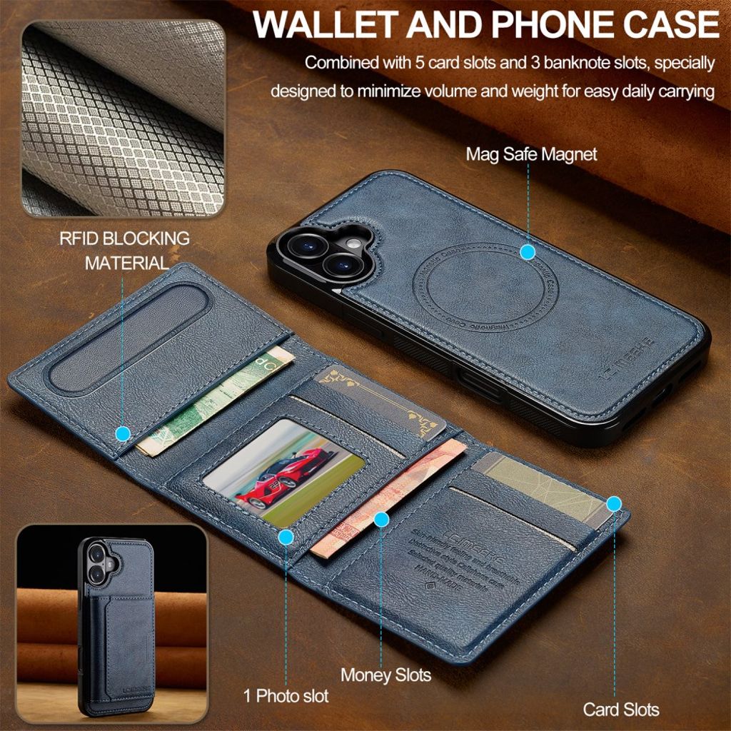 LC.IMEEKE iPhone 17 MagSafe case with wallet - Blue
