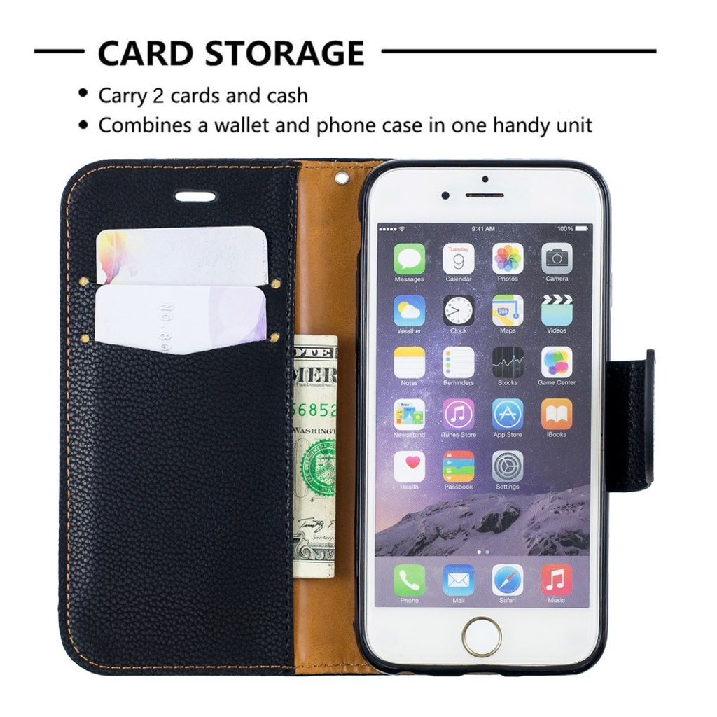 iPhone 6/6s Plånboksfodral med Kortfack - Svart